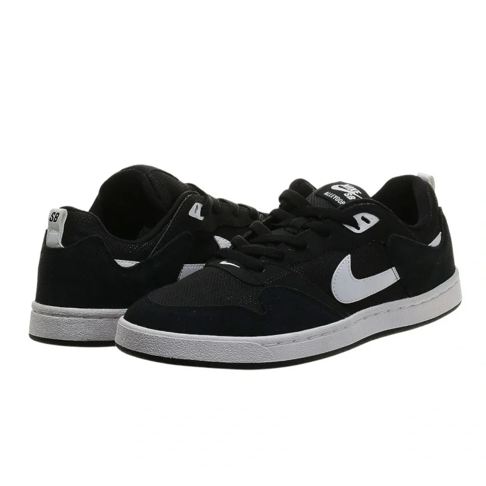 NEW Nike SB Men's Alleyoop Suede Skateboarding Shoe, Black/White/Black, 11.5